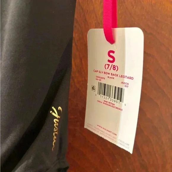 NWTx3! Justice Cap Sleeve Bow Back leotards: black XXS 4, S 7/8, pink M 10 🩰 - Picture 2 of 15